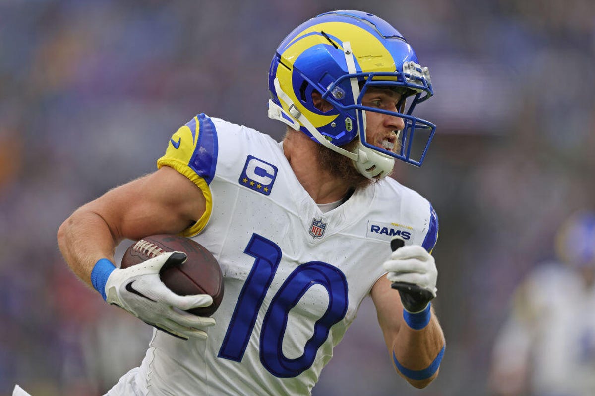 Cooper Kupp #10 of the Los Angeles Rams runs the ball after a catch during the second quarter in the game against Baltimore Ravens