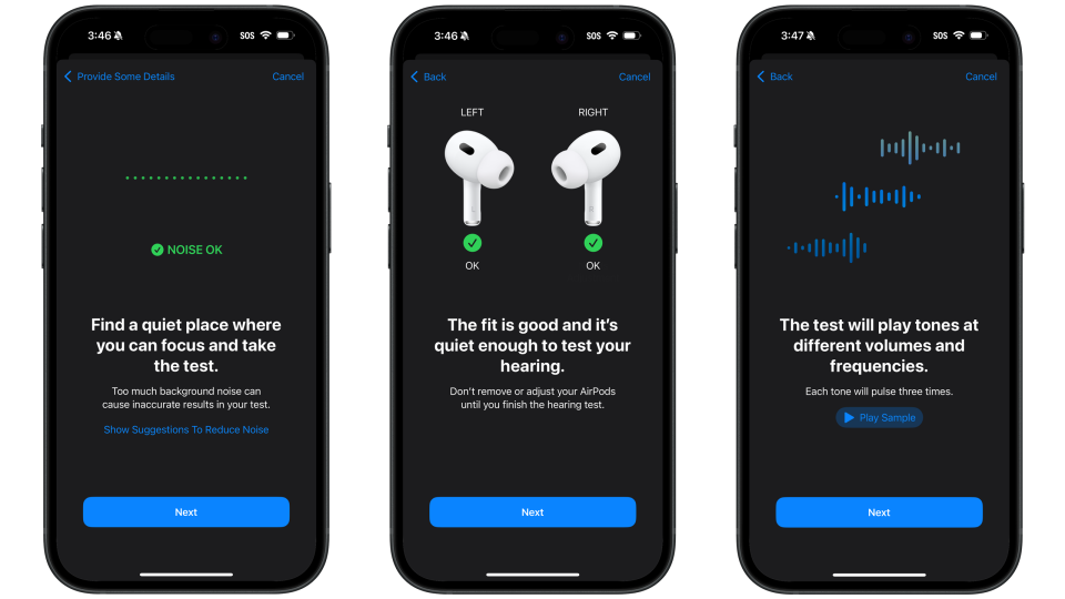 Apple's hearing test is a quick, easy-to-follow evaluation right in your pocket. 