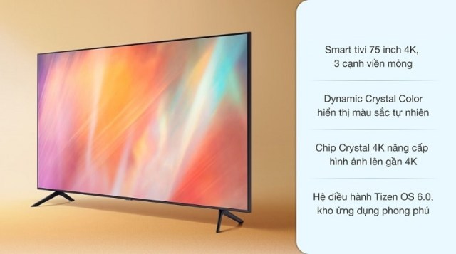 thiết kế Smart Tivi Samsung 75 inch 4K UA75AU7000