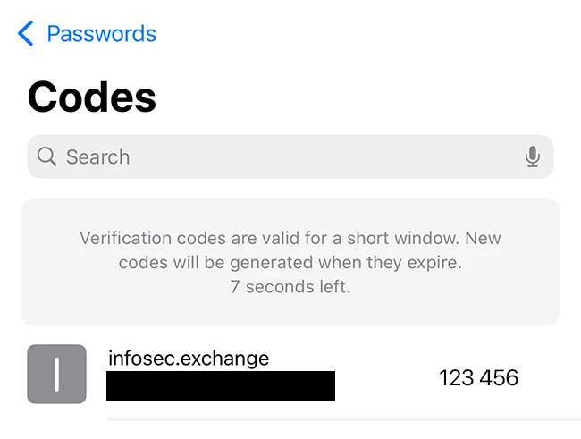 Passwords verification codes