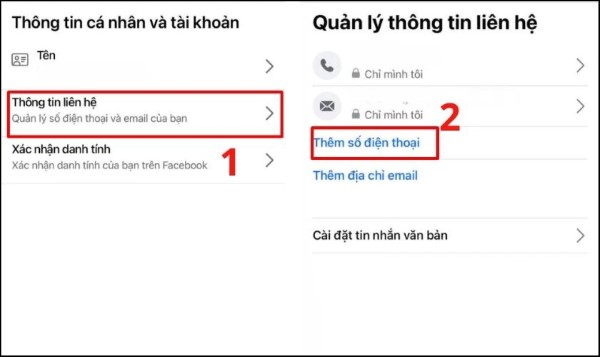 Chọn "Thêm số điện thoại" để cập nhật số điện thoại mới