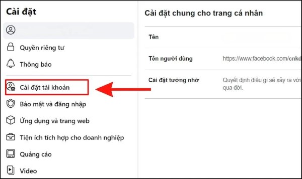 Chọn "Cài đặt tài khoản"