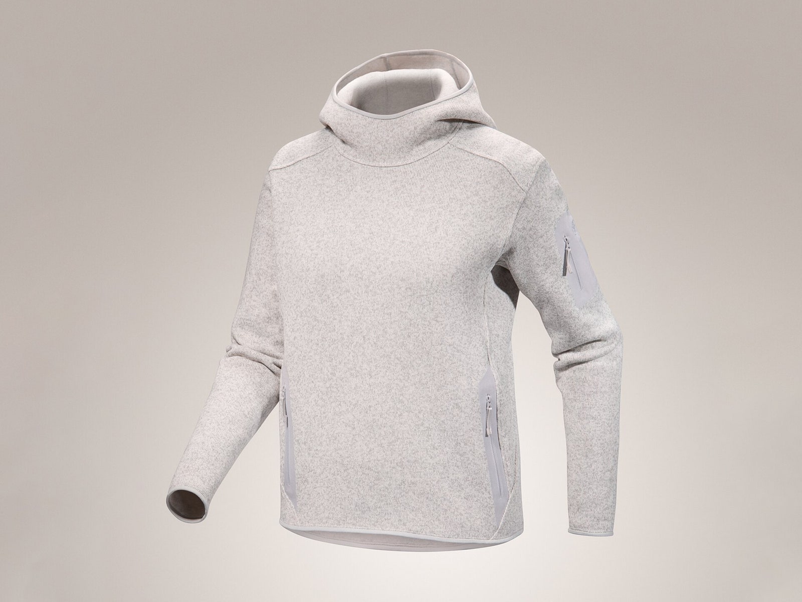 Áo hoodie màu xám với tay áo dài